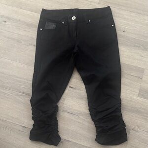 Women's Black Ruched Ankle Pants